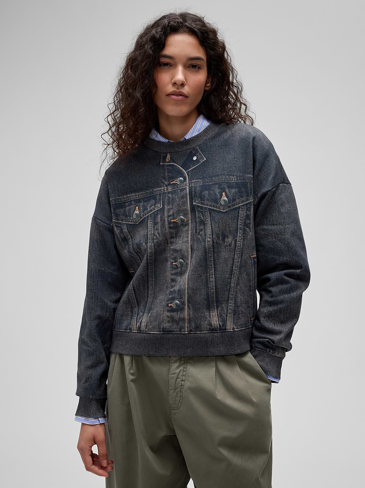 Image number 1 showing, GapStudio Printed Denim Sweatshirt