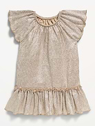 Image 1 of 1, round neckline, short flutter sleeves, ruffled hem, Product #1183901