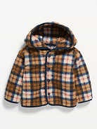 Image 1 of 1, built-in hood, long sleeves, drop shoulders, full length snap-button placket, all-over plaid, Product #1182773
