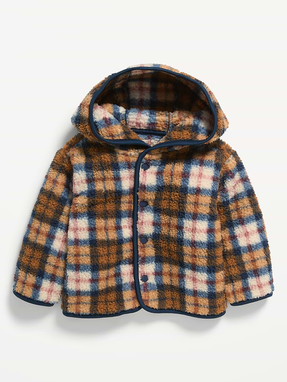 Hooded Plaid Sherpa Jacket for Baby