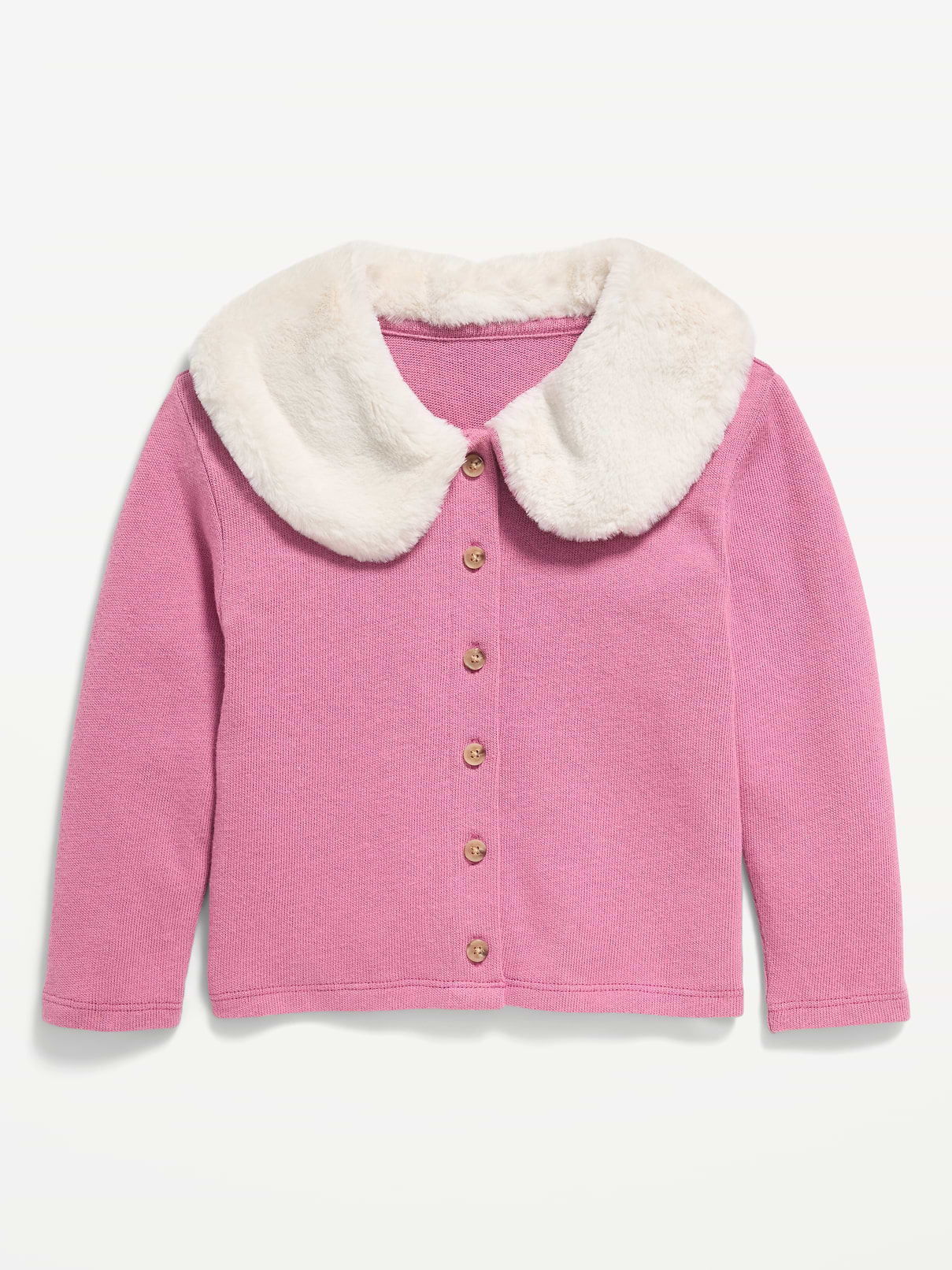Image 2 of 3, Faux-Fur Collar Cardigan Sweater for Toddler Girls