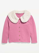 Image 2 of 3, Faux-Fur Collar Cardigan Sweater for Toddler Girls