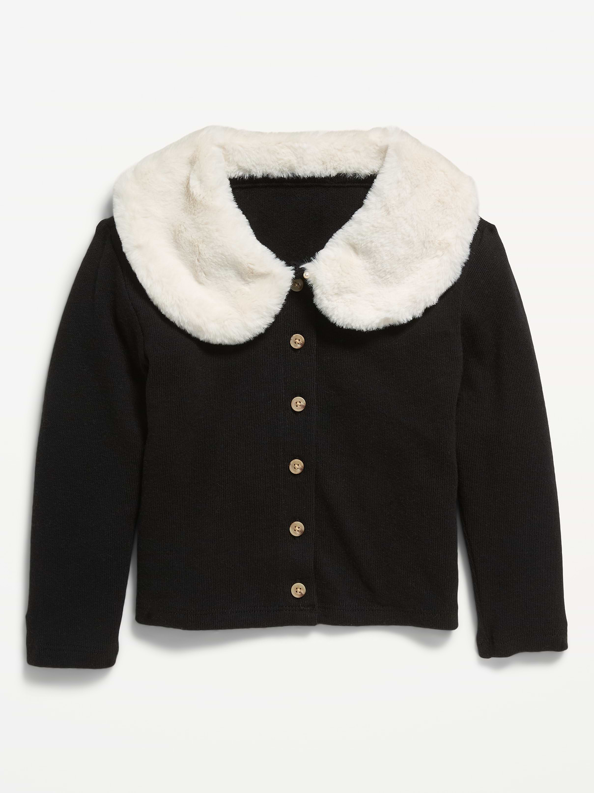 Image 2 of 3, Faux-Fur Collar Cardigan Sweater for Toddler Girls