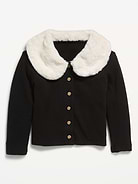 Image 2 of 3, Faux-Fur Collar Cardigan Sweater for Toddler Girls