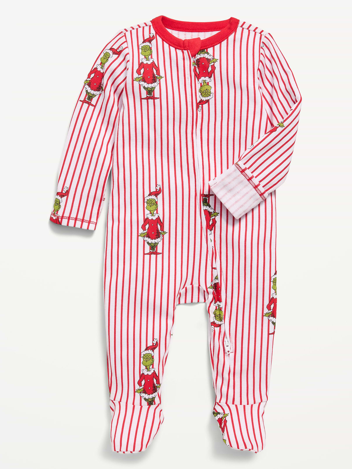 Image 1 of 1, crew neck, long sleeves, fold-over mittens at each sleeve, full-length reversible zipper, sewn-in feet, licensed graphic, ™ & © 2026 Dr. Seuss Enterprises, L.P., Product #1184196