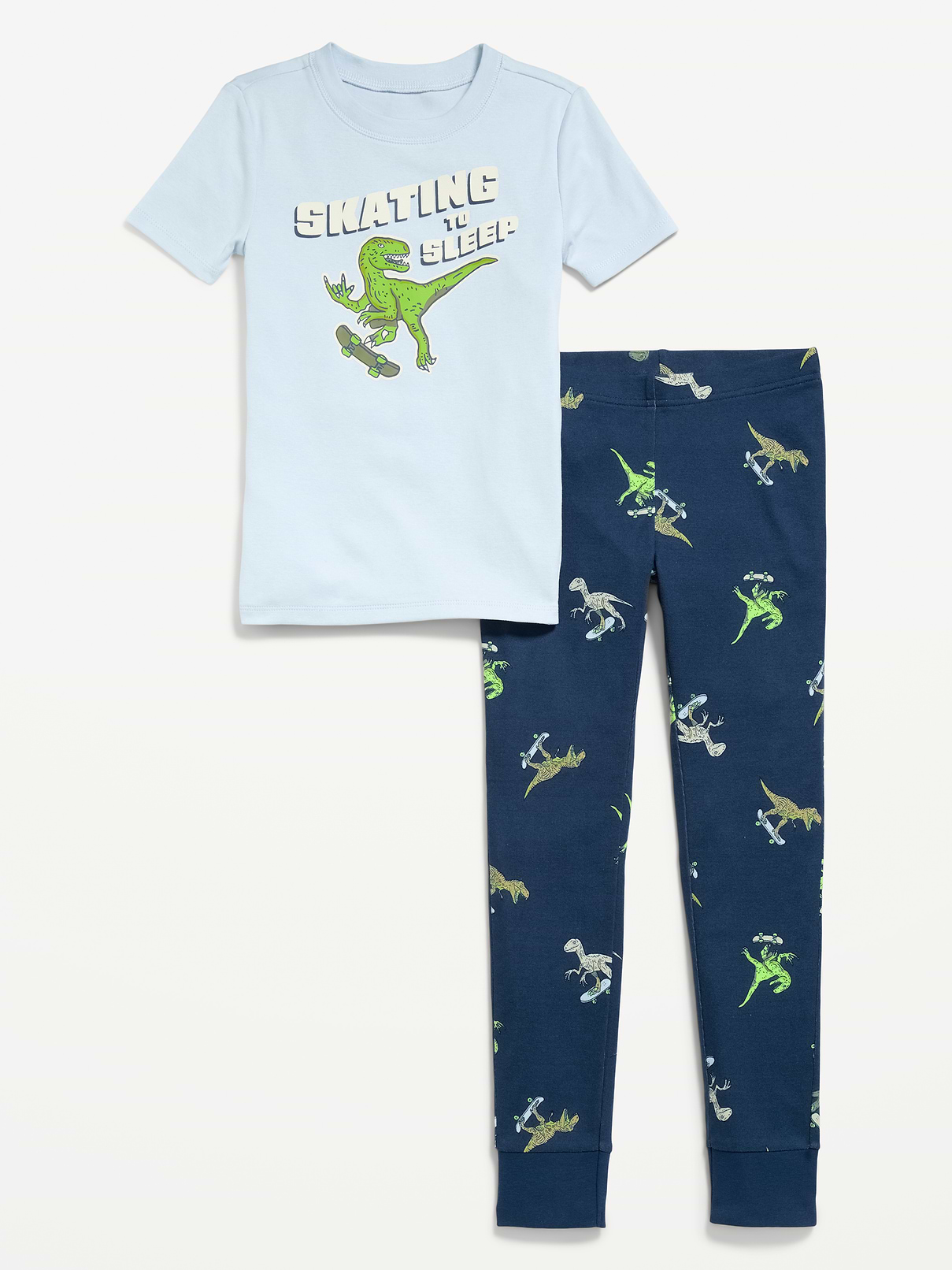 Image 1 of 3, crew neck, short sleeves, matching pajama pants, elasticized waistband, all-over print, Product #1184844