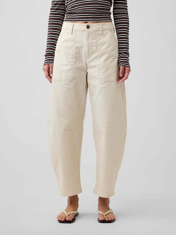 Mid Rise Barrel Khakis