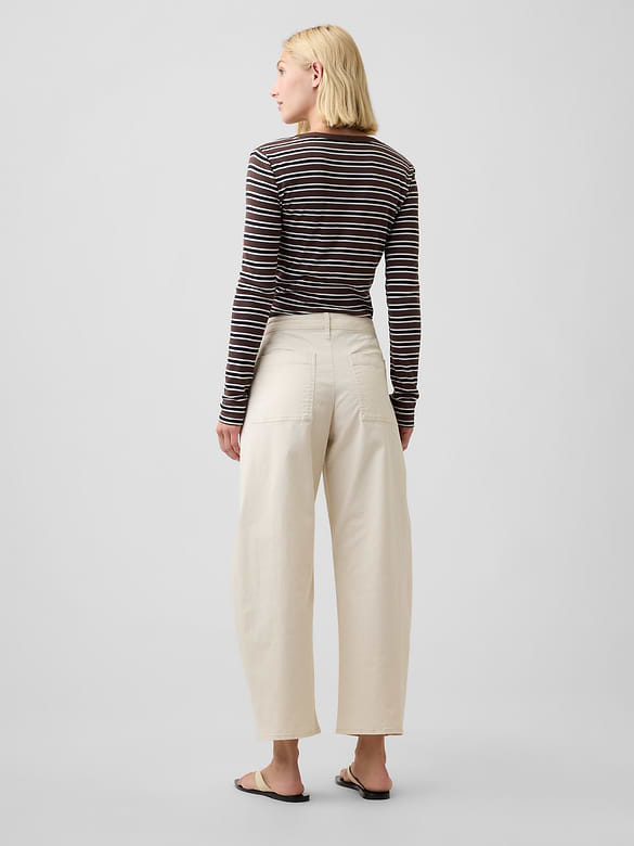 Mid Rise Barrel Khakis