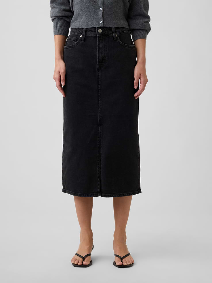 Image number 3 showing, Denim Midi Skirt