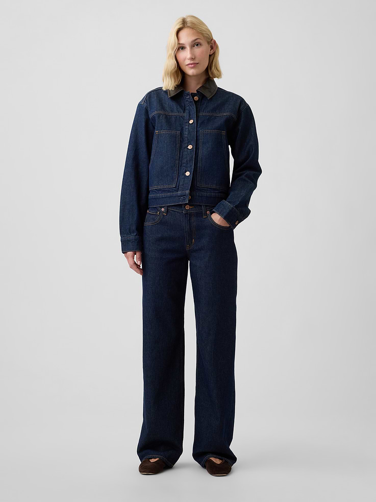 Image number 3 showing, Relaxed Cropped Denim Chore Jacket