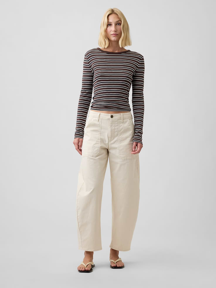 Image number 1 showing, Mid Rise Barrel Khakis