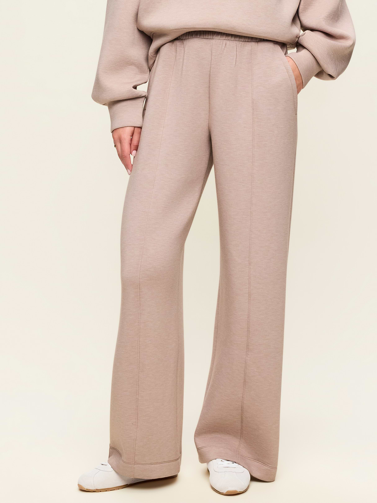 High-Waisted Bounce Fleece Wide-Leg Sweatpants - Mushroom from Old Navy