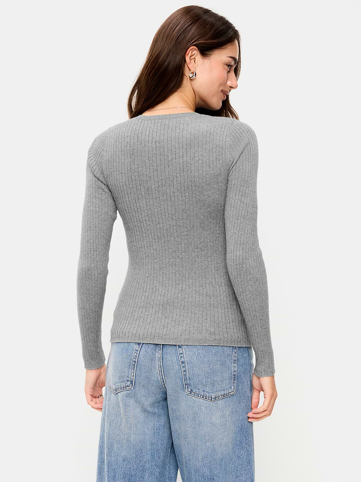 Image number 2 showing, Crew-Neck Long-Sleeve Ribbed Top