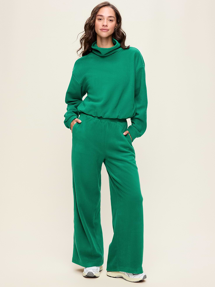 L'image numéro 2 présente Pantalon en micromolleton à jambe ultra-large à taille très haute