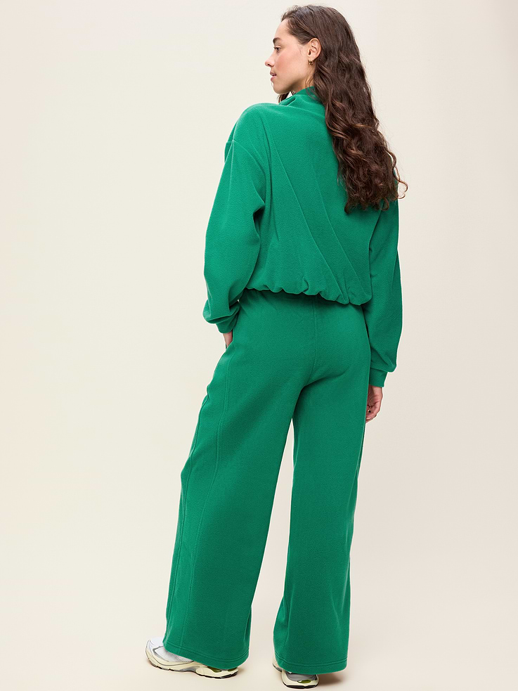 L'image numéro 3 présente Pantalon en micromolleton à jambe ultra-large à taille très haute