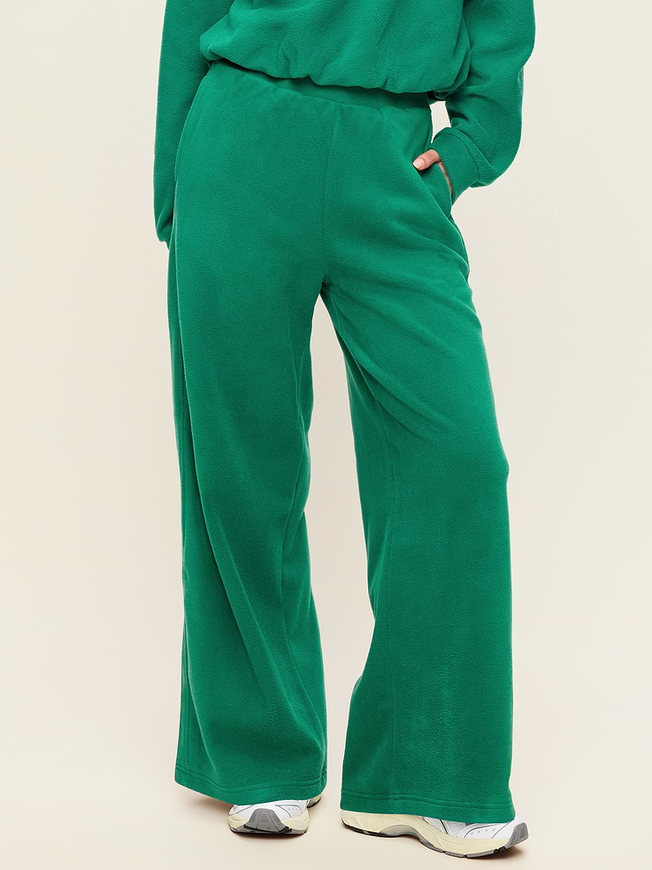 L'image numéro 1 présente Pantalon en micromolleton à jambe ultra-large à taille très haute