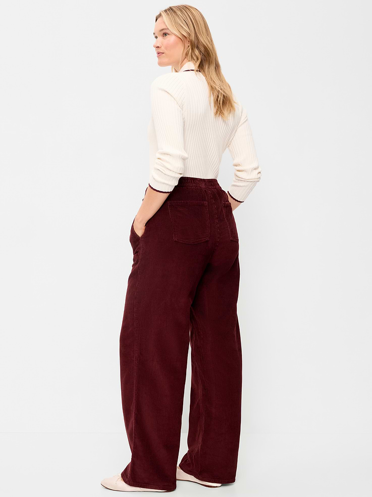 Image 6 of 8, High-Waisted Baggy Wide-Leg Corduroy Pants