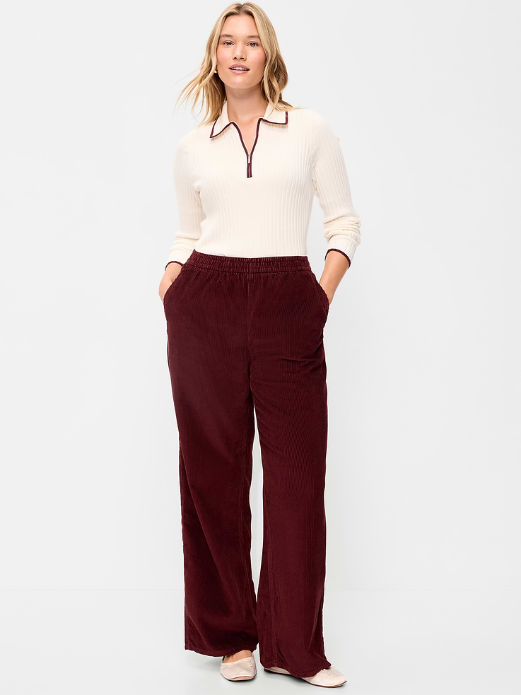 Image 5 of 8, High-Waisted Baggy Wide-Leg Corduroy Pants