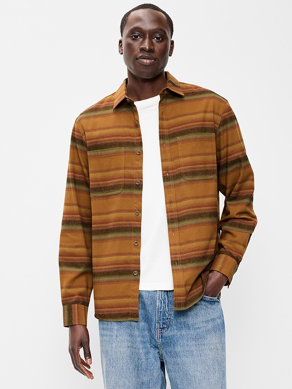 Relaxed Long-Sleeve Flannel Pocket Shirt