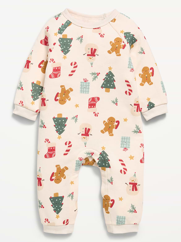 Printed Long-Sleeve Fleece One-Piece for Baby