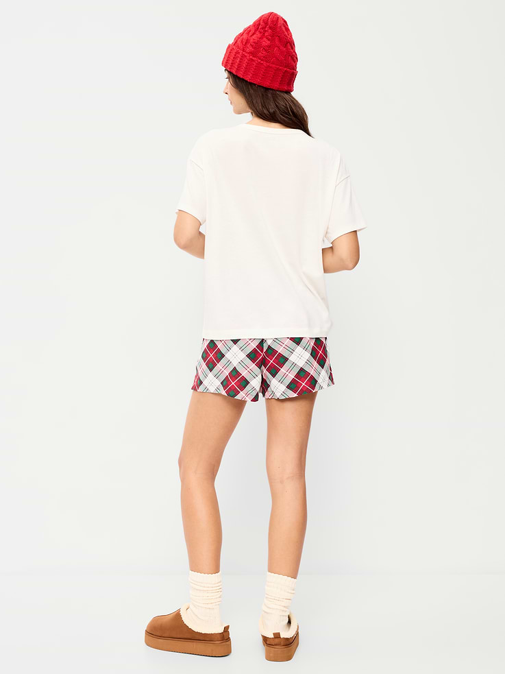 Image number 3 showing, Flannel Boxer Pajama Shorts for Women