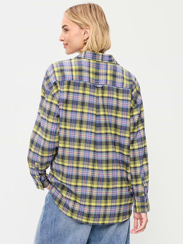 Oversized Button-Down Boyfriend Flannel Shirt