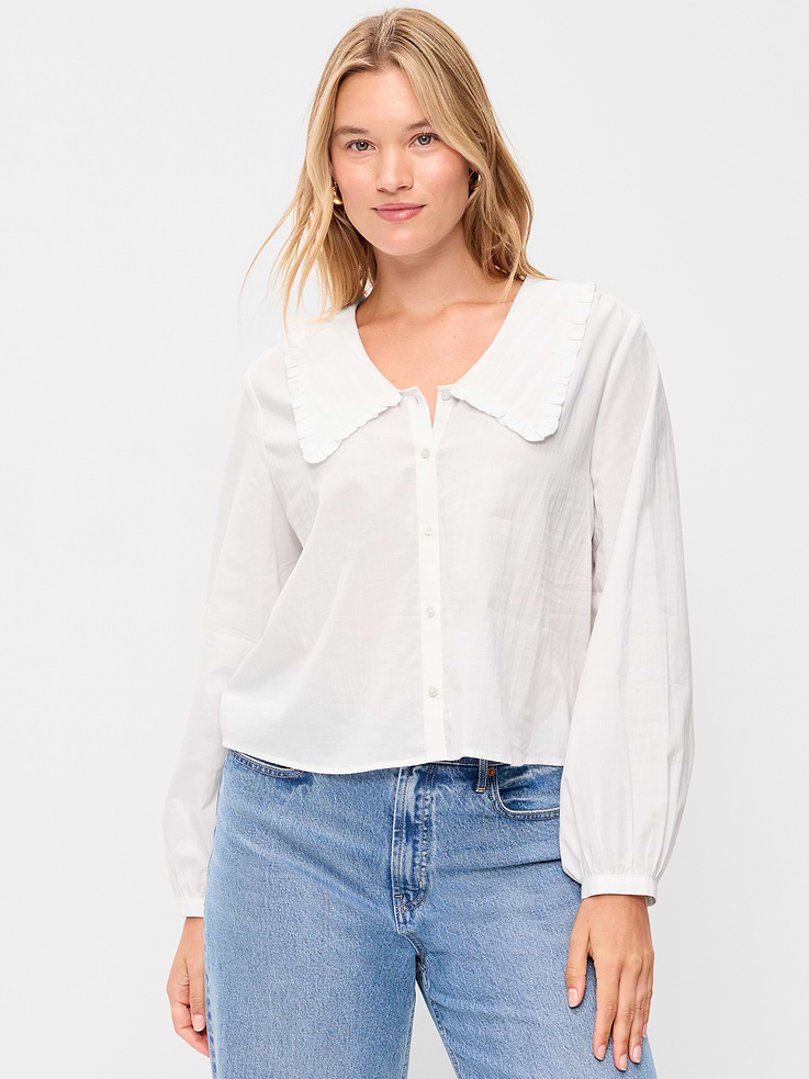 Image 5 de 8, Haut boutonné à col tendance et à manches longues