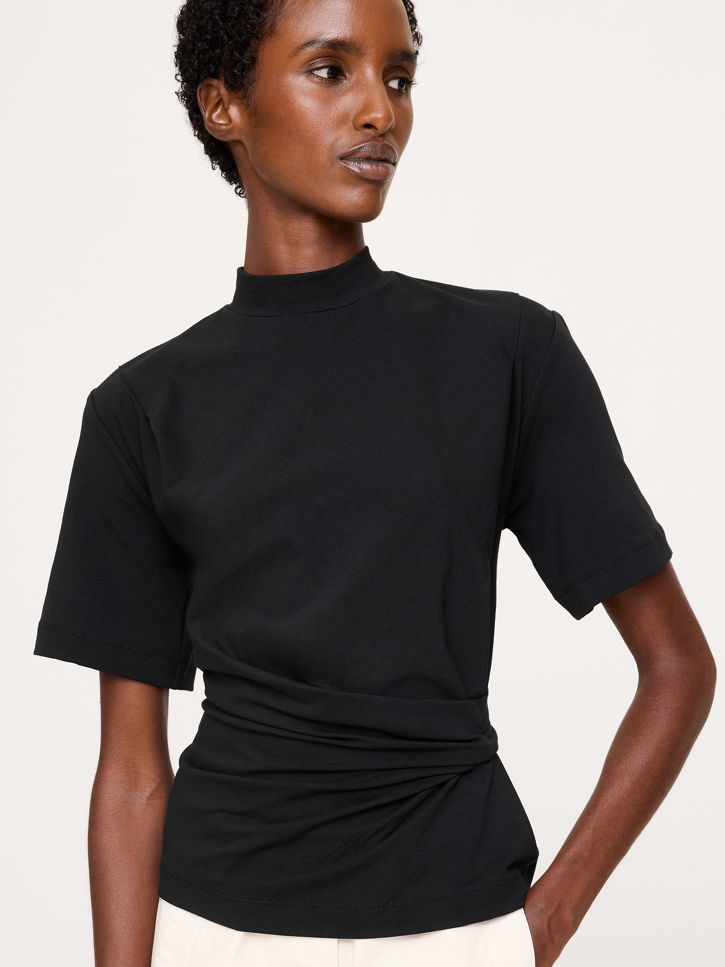 Image number 3 showing, Stretch-Cotton High-Neck Top