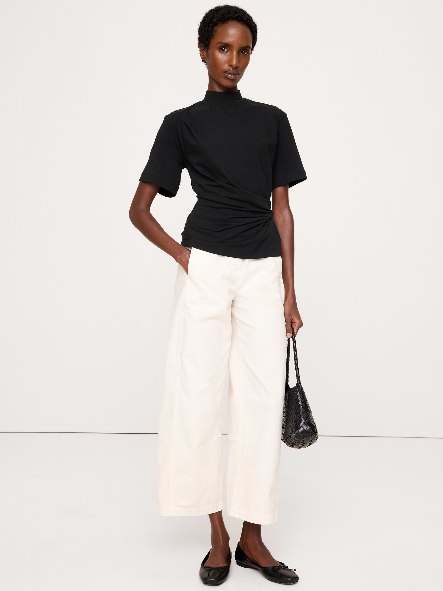 Image number 1 showing, Stretch-Cotton High-Neck Top