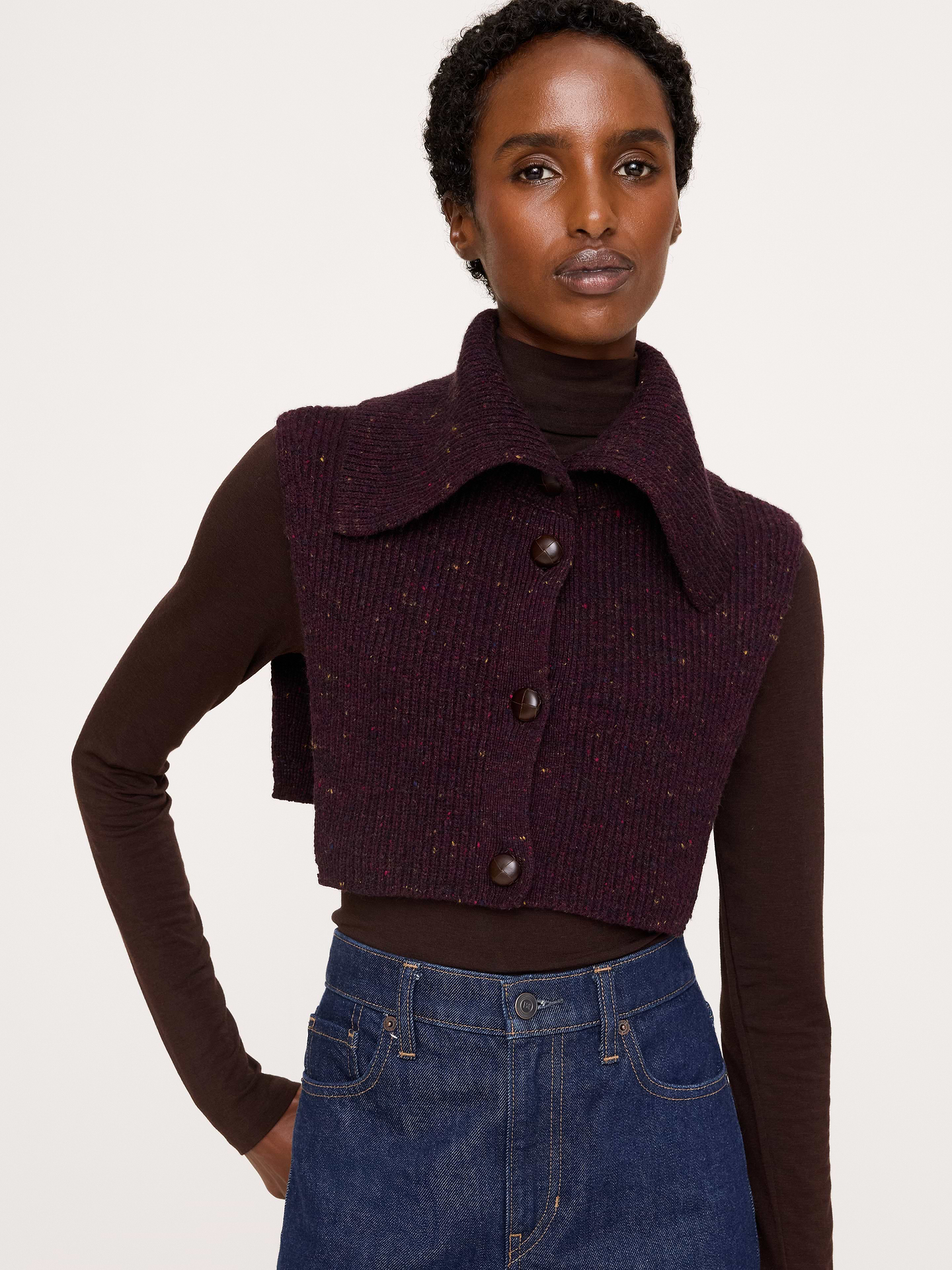 Image number 3 showing, Wool-Cotton Dickie Collar