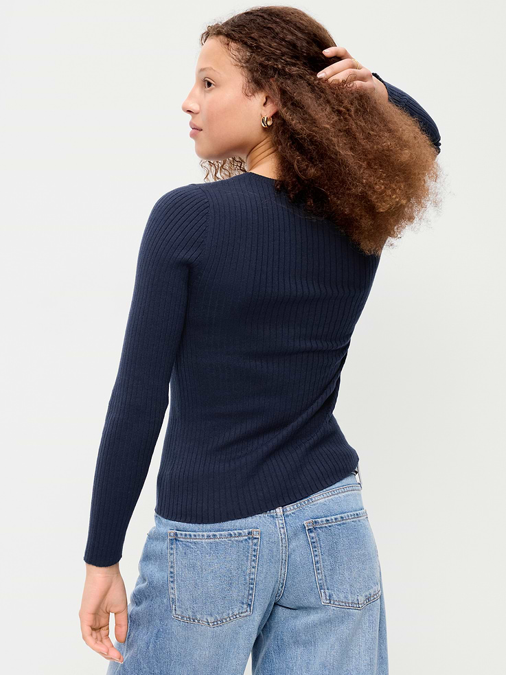 Image number 2 showing, Crew-Neck Long-Sleeve Ribbed Top