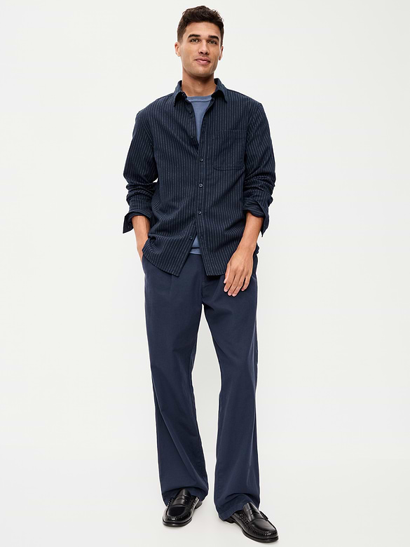 Relaxed Long-Sleeve Flannel Pocket Shirt