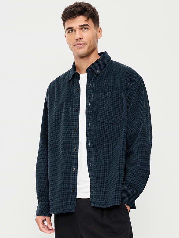 Loose Fit Long-Sleeve Corduroy Shirt