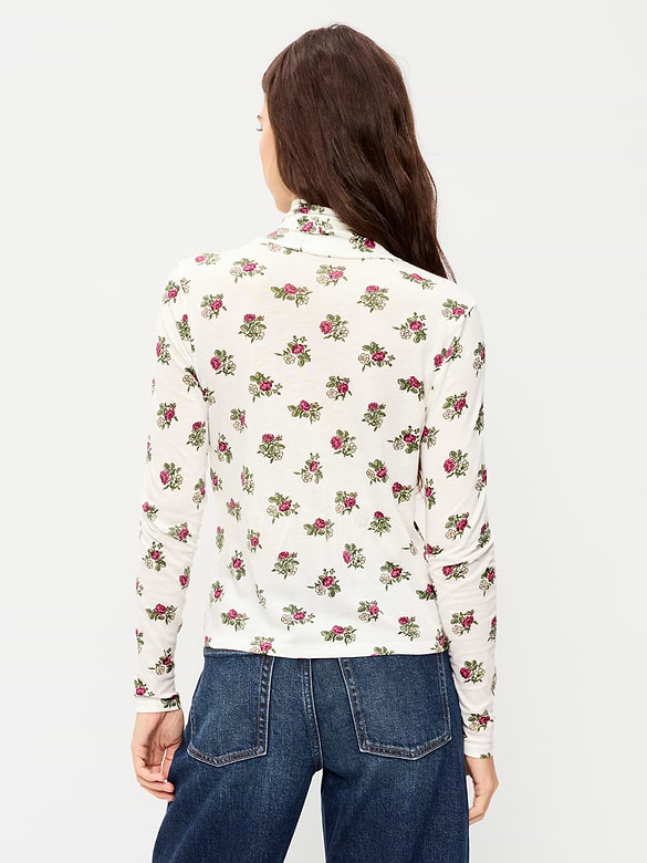Slim-Fit Printed Turtleneck