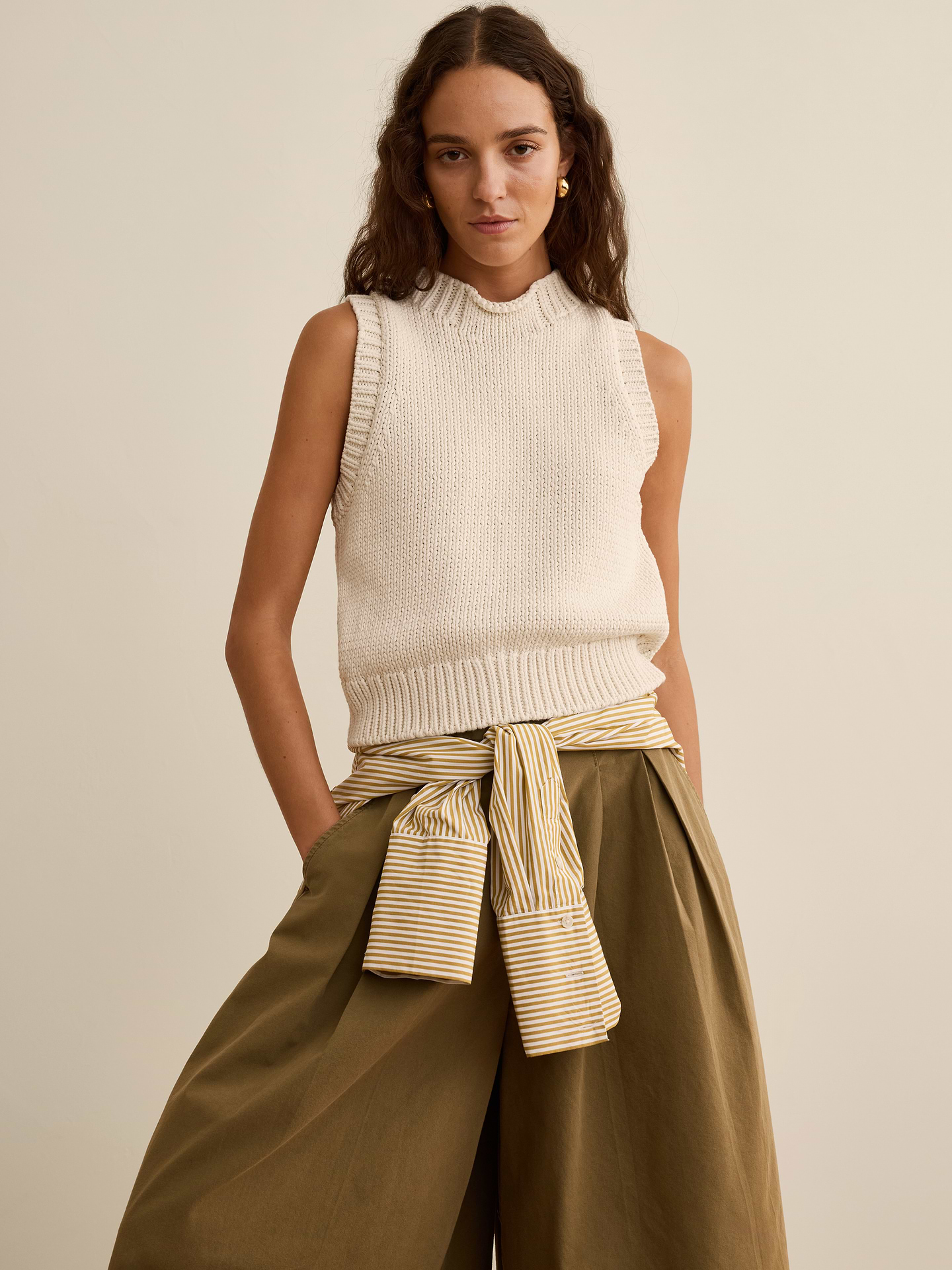 Image number 1 showing, Banana Republic x La Ligne | The Cropped Cotton Sweater Tank