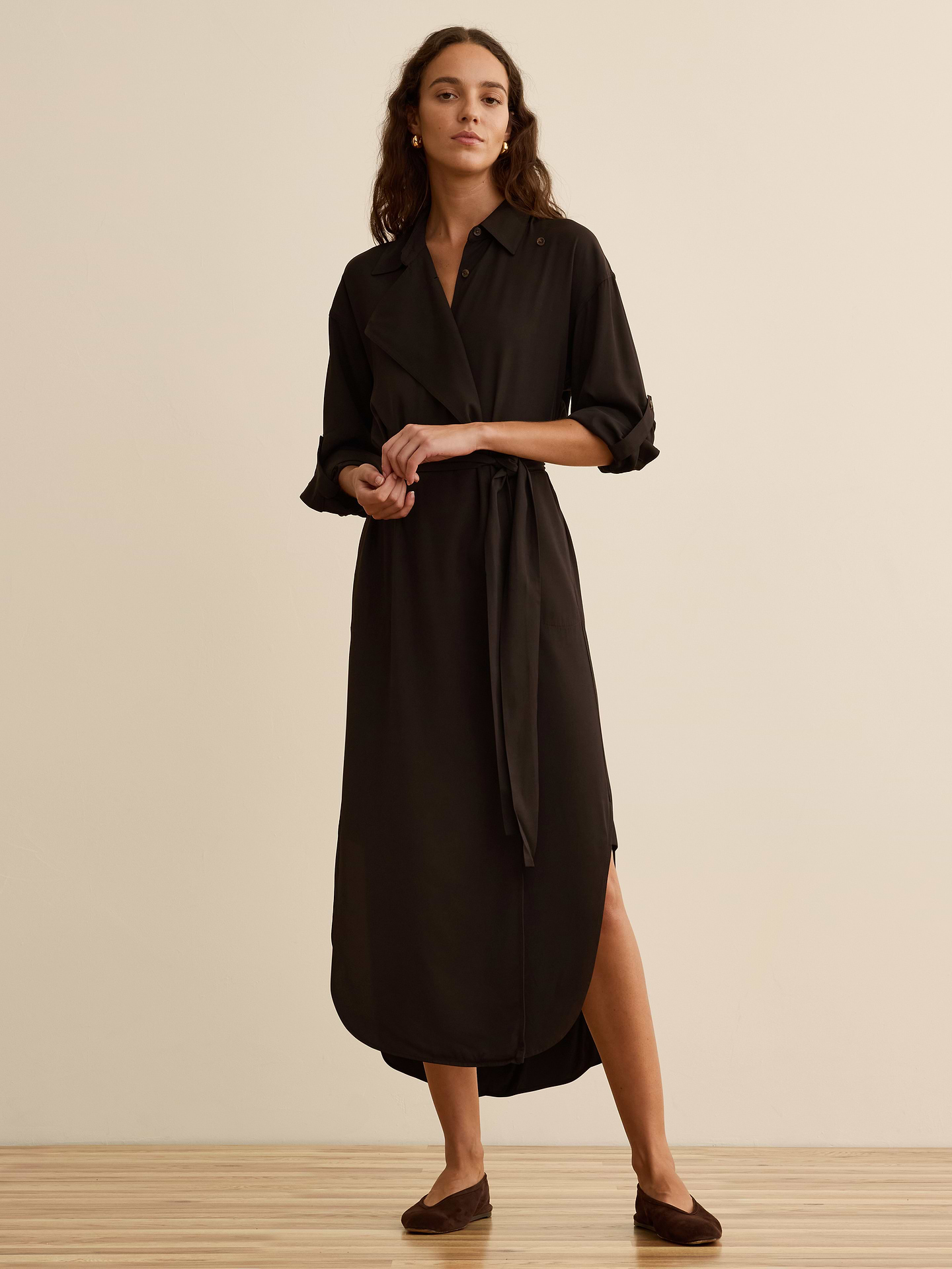 Image number 1 showing, Banana Republic x La Ligne | The Viscose Midi Shirt Dress