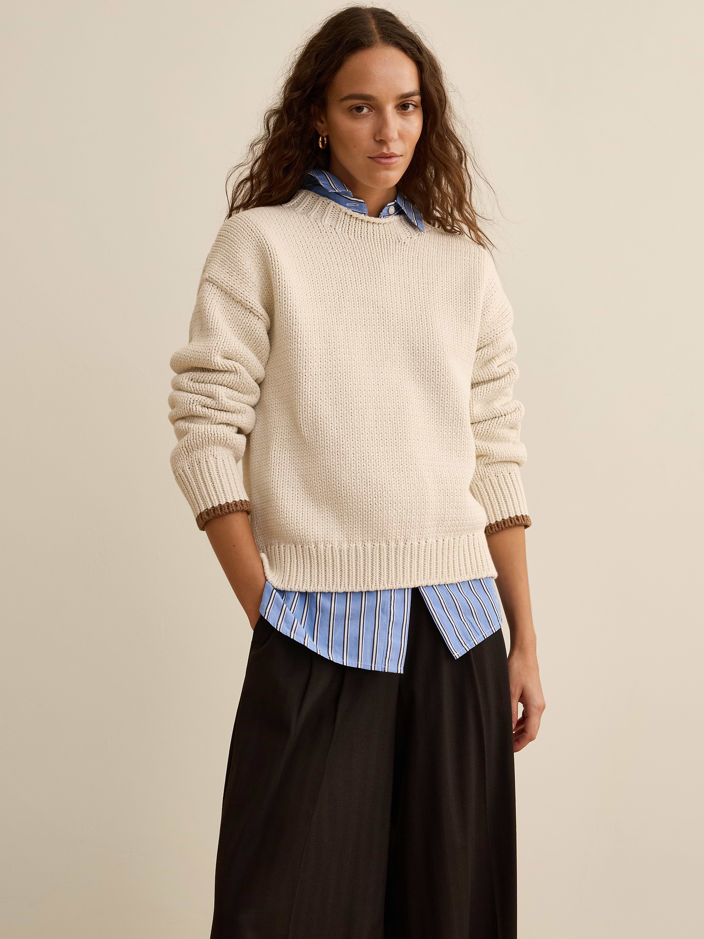 Image number 1 showing, Banana Republic x La Ligne | The Cotton Crew-Neck Sweater