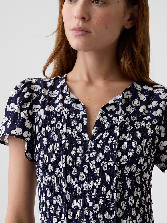 Smocked Flutter Sleeve Mini Dress