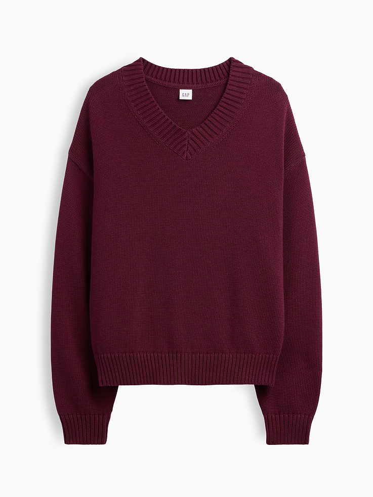 Image 5 of 5, Oversized V-Neck Sweater