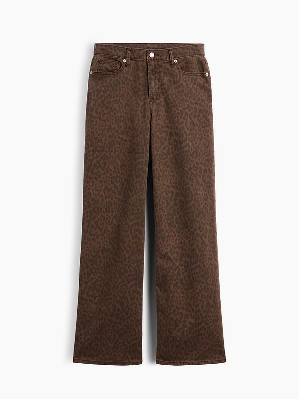 Mid Rise Print Wide-Leg Jeans