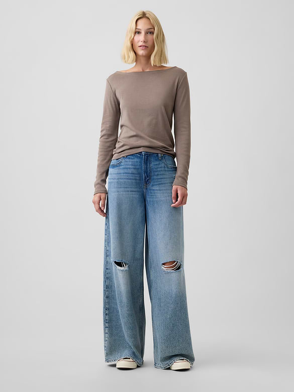 Modern Ribbed Boatneck T-Shirt