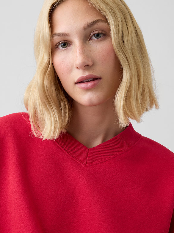 Oversized Wedge V-Neck Sweatshirt