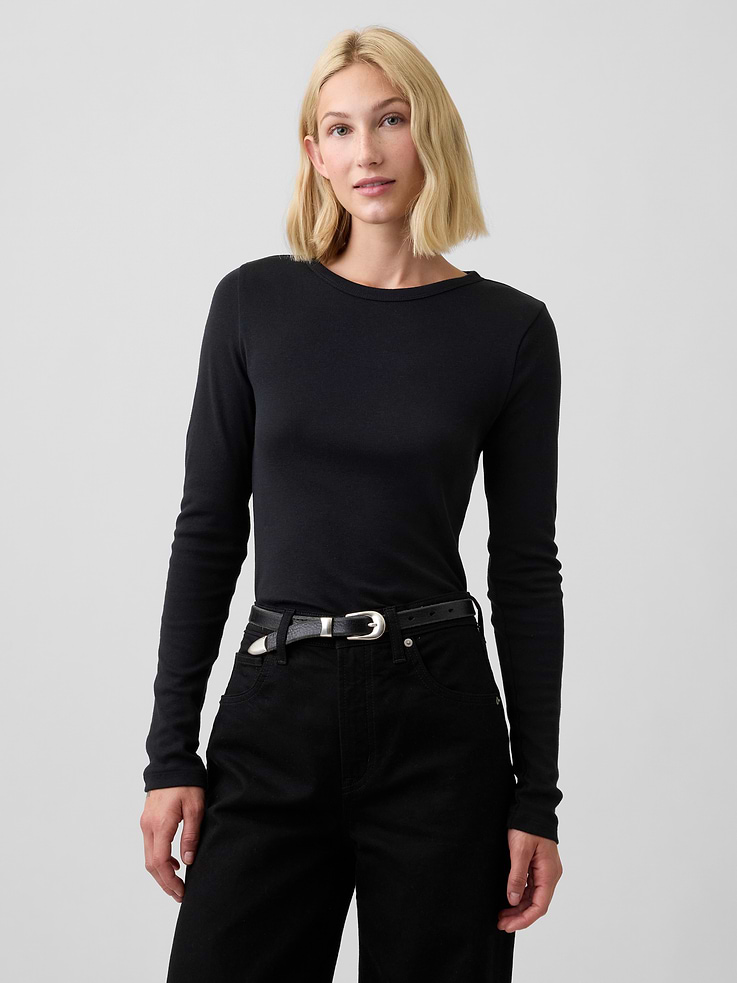 Image number 1 showing, Modern Ribbed Crewneck T-Shirt