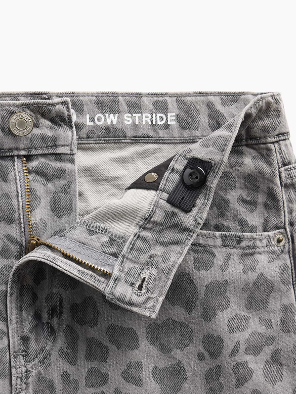Kids Low Rise Stride Leopard Wide-Leg Jeans