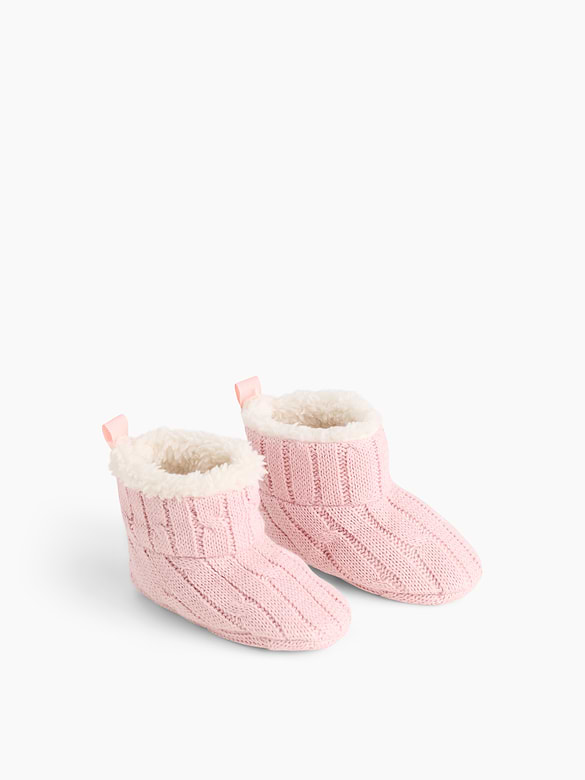 Baby Sherpa-Lined Sweater Booties