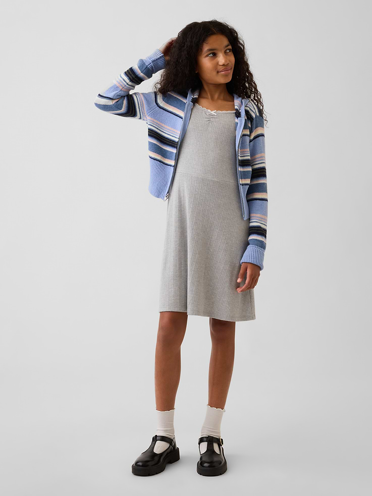 Image 4 de 5, Robe côtelée en tricot pointelle pour Enfant