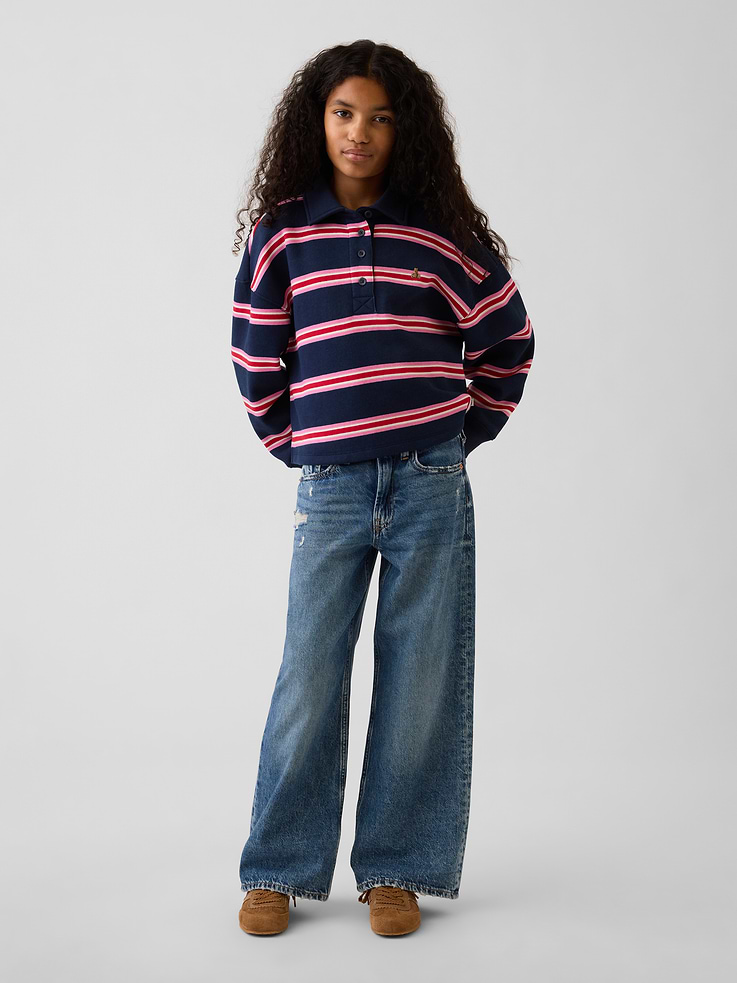 Image 2 of 6, Kids Oversized Boxy Polo Sweatshirt