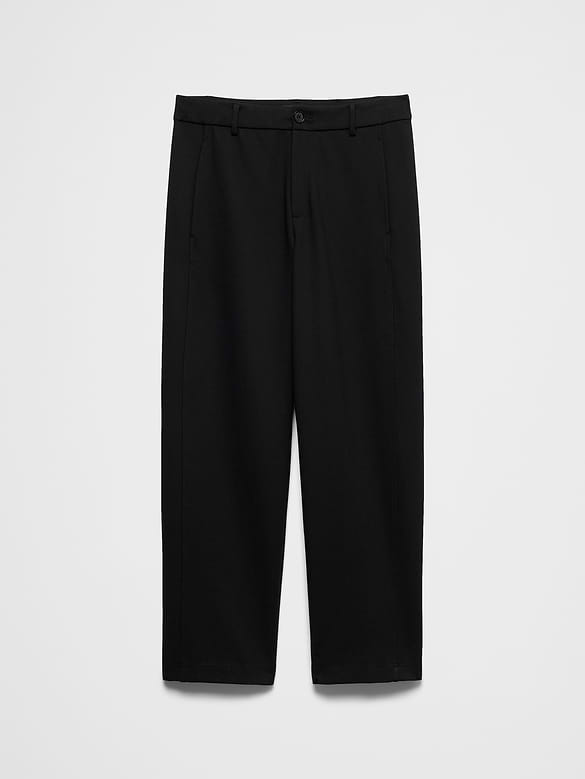 Barrel-Leg High-Rise Knit Ponte Pant