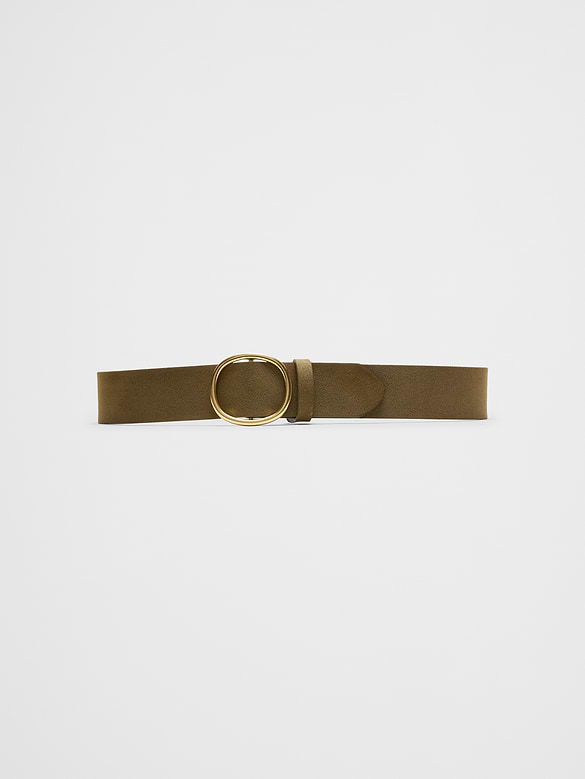 Wide Vegan Oval Buckle Belt