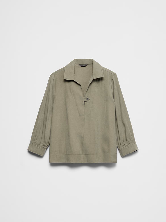 Collared-Tab Pullover Top